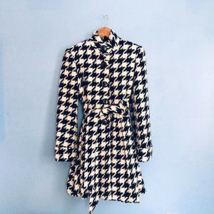 Vintage Alice + Olivia Belted Houndstooth Coat